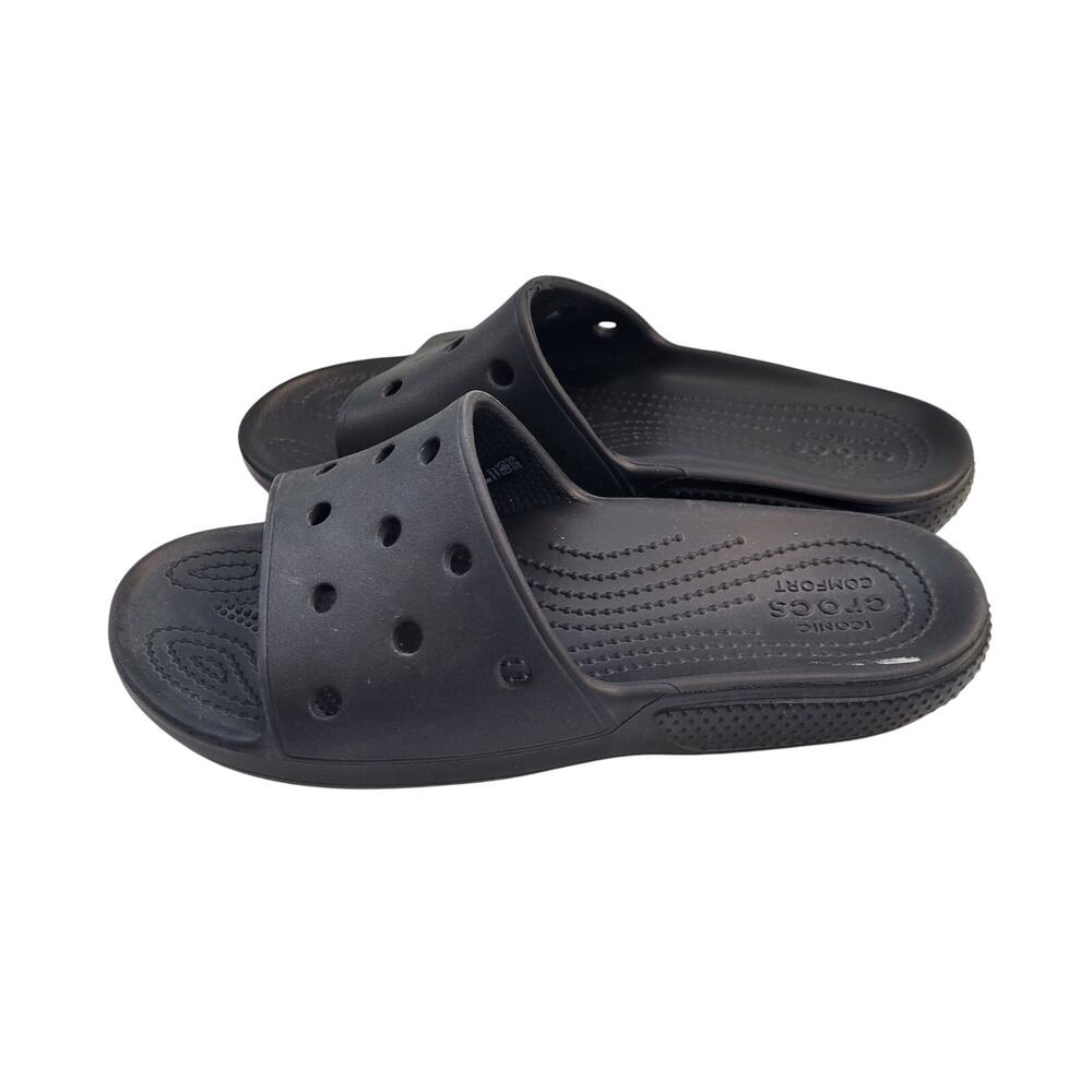 Crocs Classic Black Multi-Sex Slip On Sandals Size W=8 M=6 62425-2775 - Picture 2 of 5